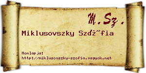 Miklusovszky Szófia névjegykártya
